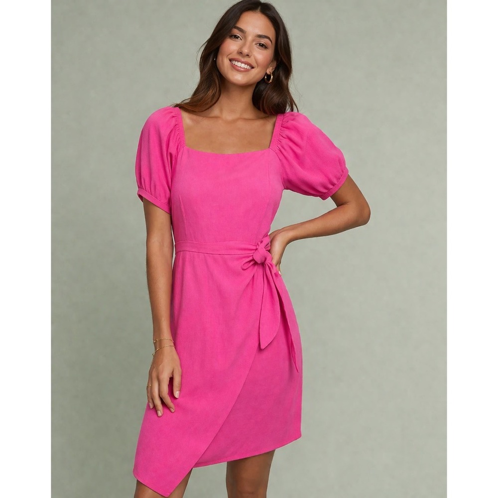 NWT Maeve Anthropologie Pink Resort Faux Wrap Dress Size 10 Wedding Cocktail